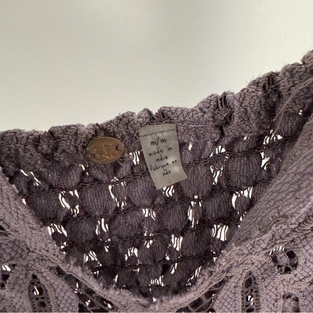 Free People soft Lace Crinkle Dusty Purple Dress Medium - Picture 4 of 7